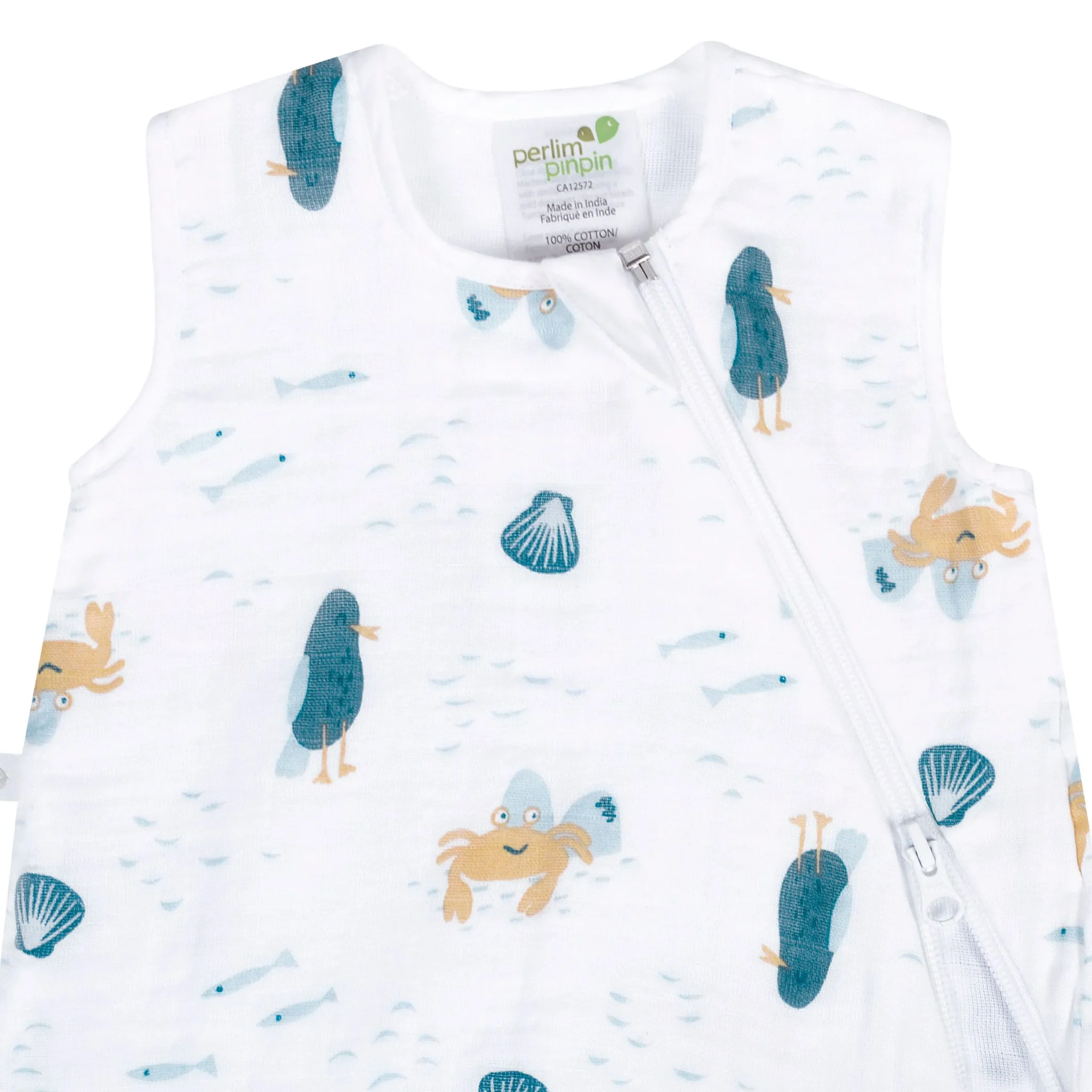 Perlimpinpin Sac de Nuit Mousseline Bambou 0-36mois - Crabe
