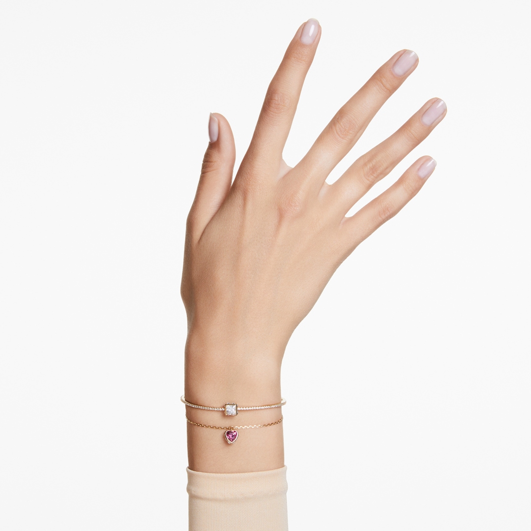 Swarovski Chroma Armreif Herz, Rot, Goldlegierungsschicht