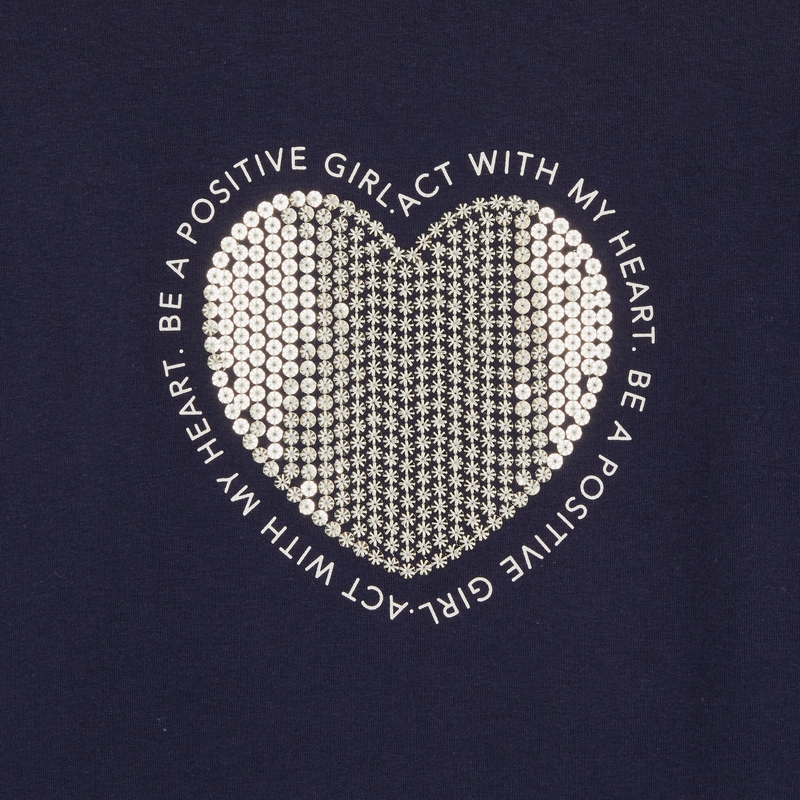 T-shirt cœur à paillettes bleu fille