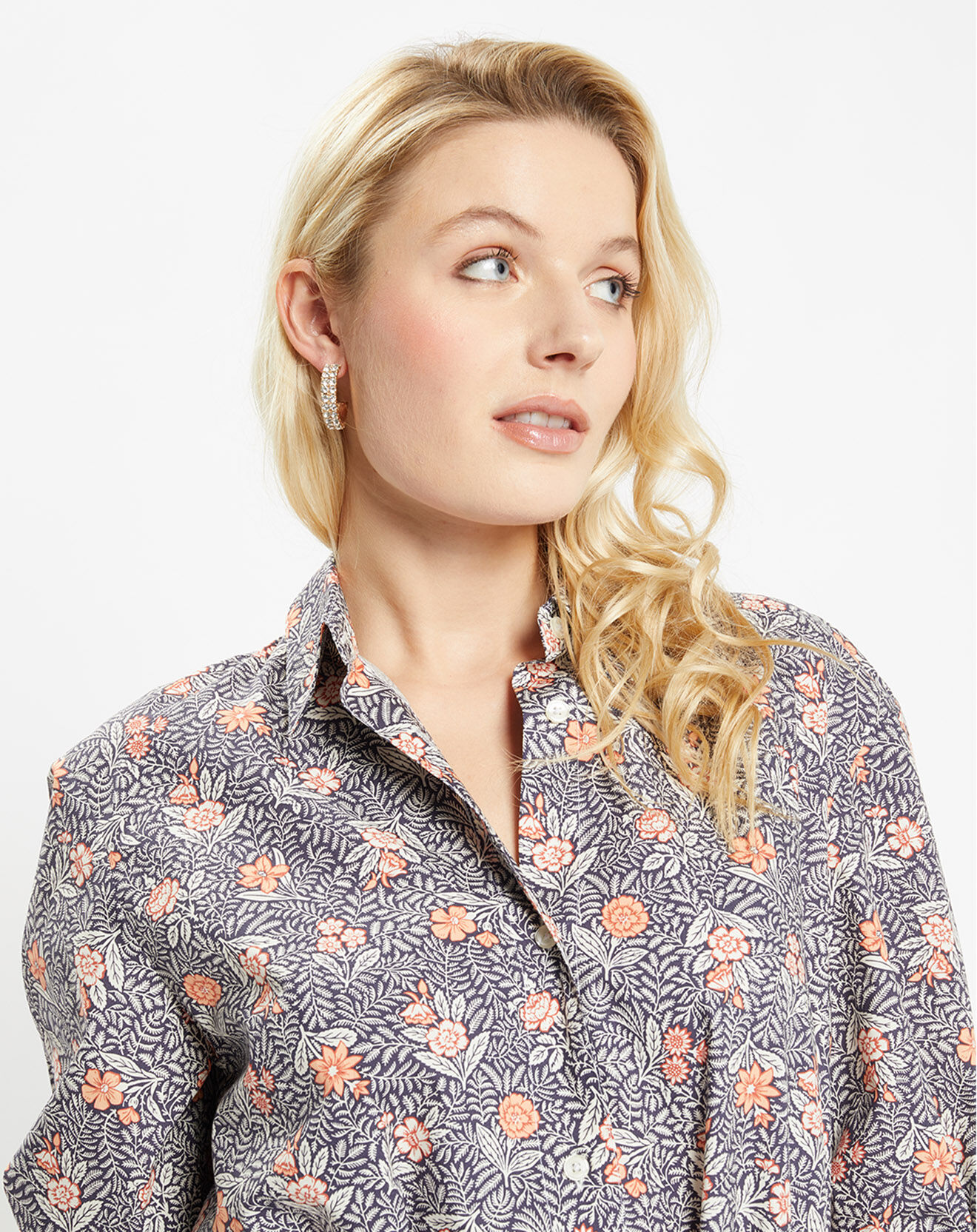 Jodhpur Robe chemise en Coton Arche liberty bleu marine/orange