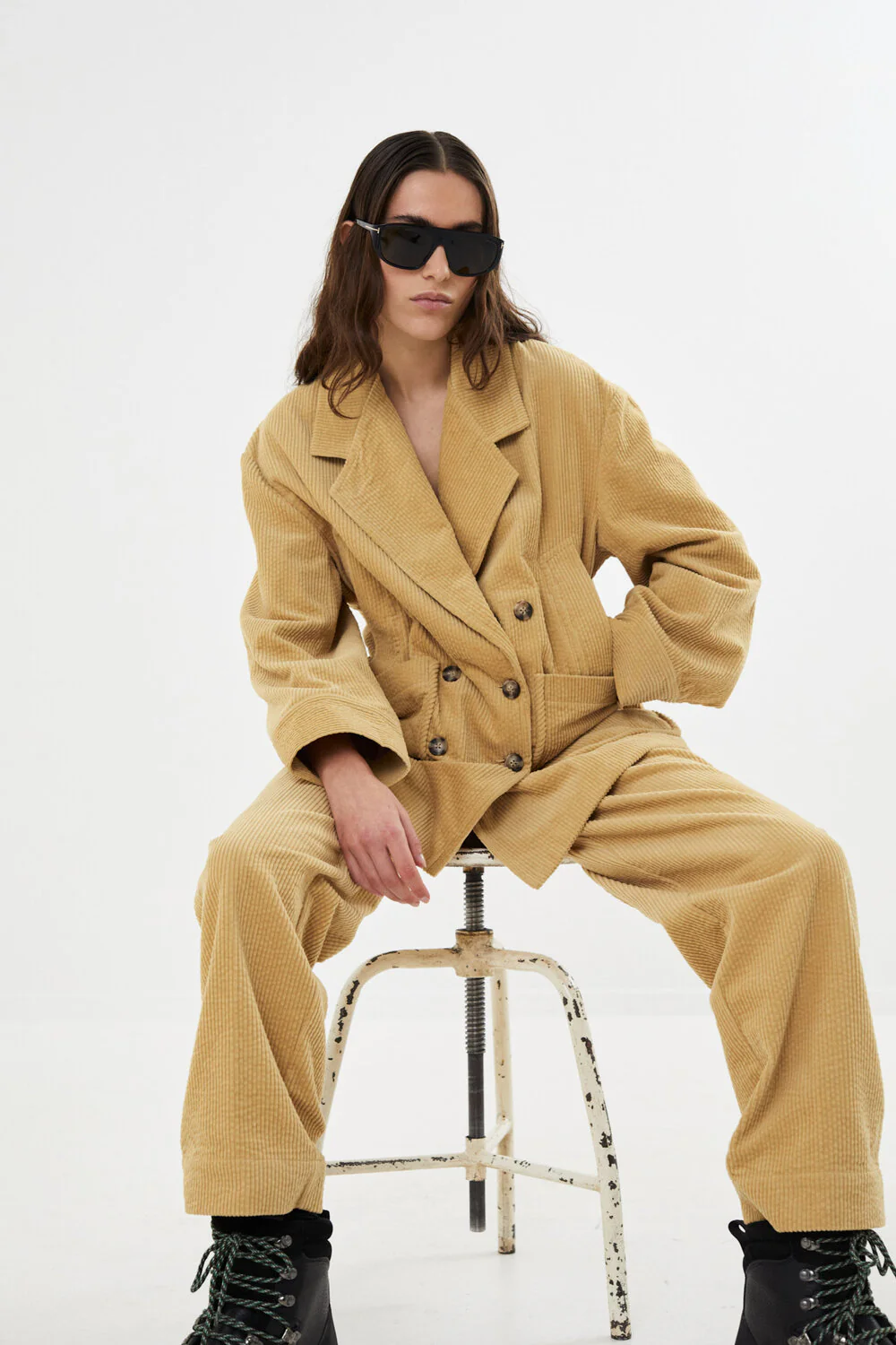 Rabens Saloner  Carmeline Corduroy fløjsblazer - Mustard