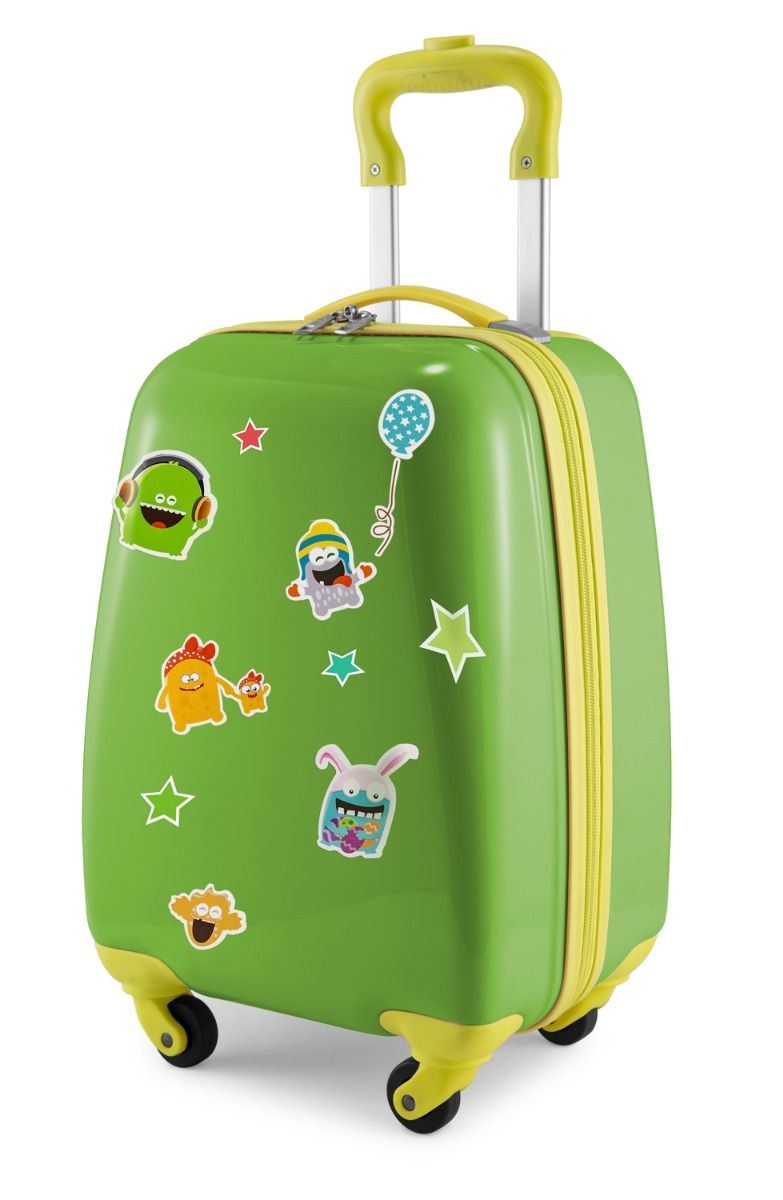 Para crianças - Mala infantil com adesivos refletivos Monstro, mala infantil rígida, bagagem de mão, 24 litros