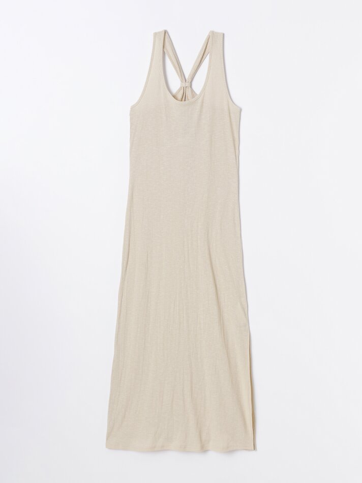Vestido longo de alças finas - Natural