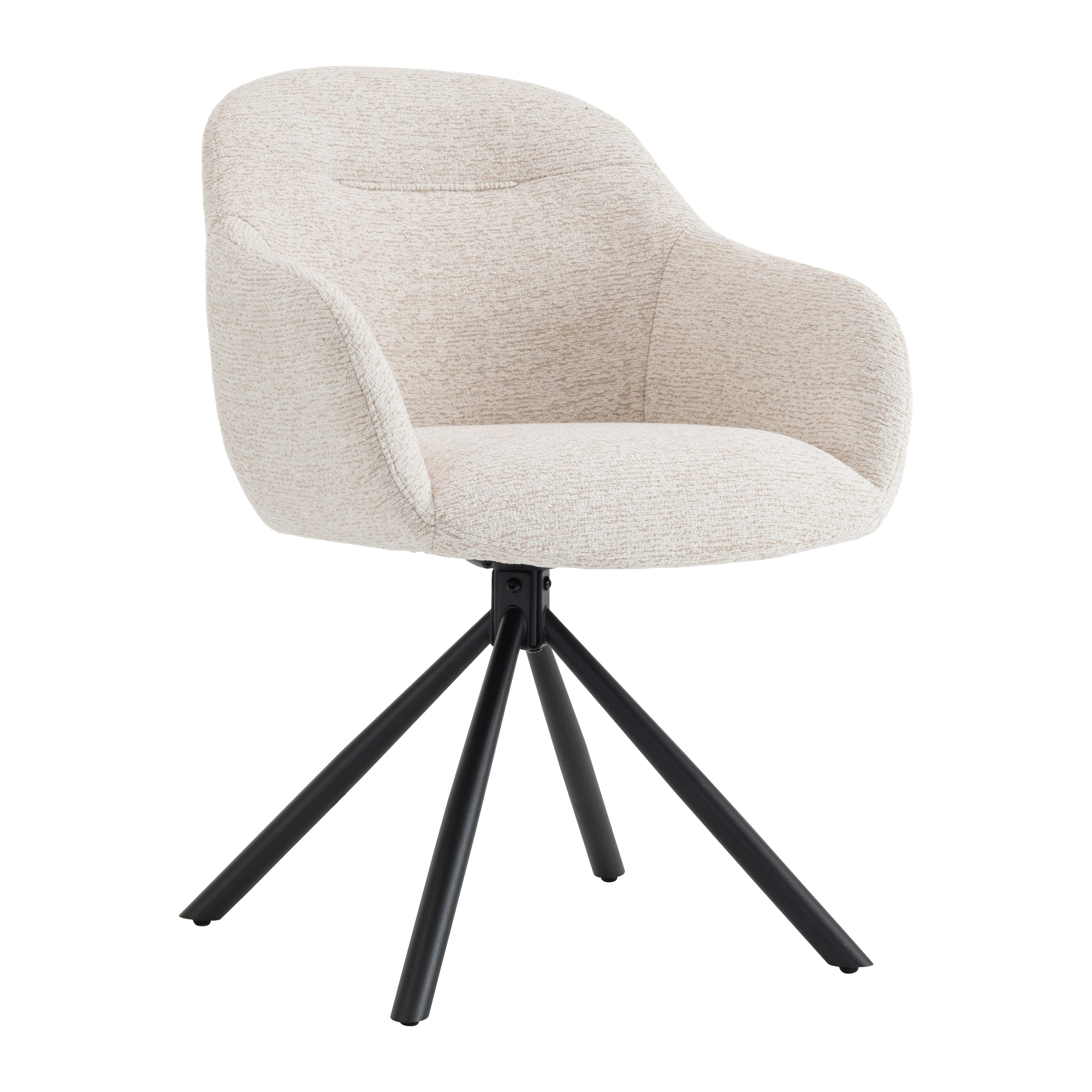 by fonQ Hush Eetkamerstoel - Chenille - Beige / Zwart