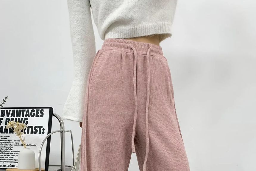 Asiris - Hoge taille, rechte pasvorm, wijde pijpen en split, joggingbroek met trekkoord