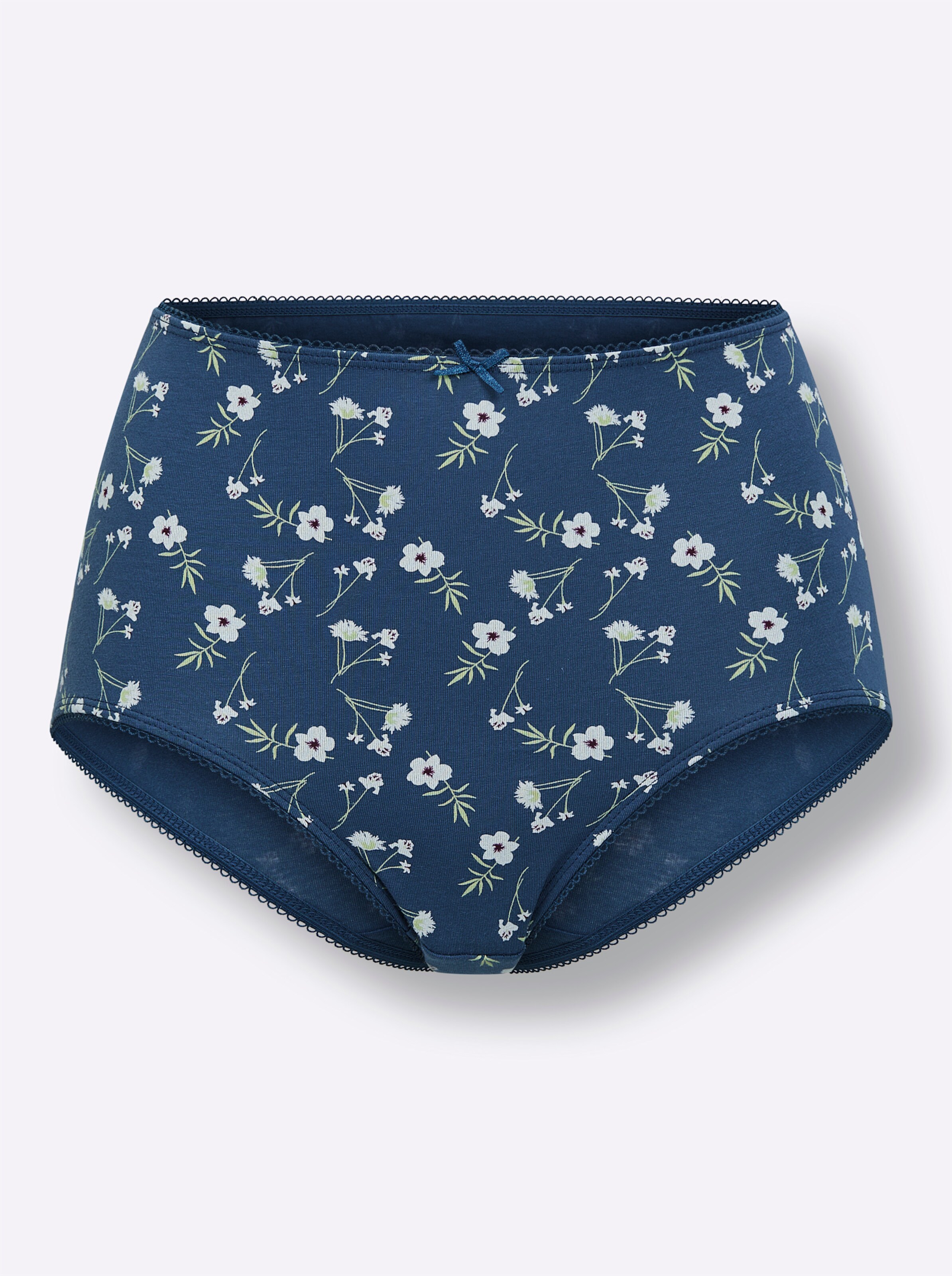 wäschepur Taillenslip in 2x rauchblau-bedruckt + 1x rauchblau + 1x bordeaux