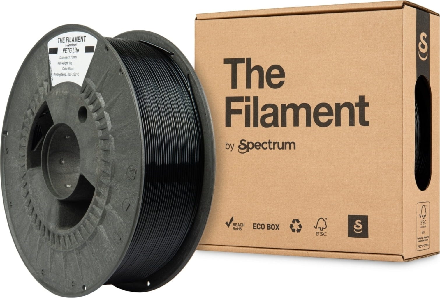 The Filament  PETG Lite Black, 1,75 mm / 1000 g    Technisches PETG für zuverlässige Alltagseinsätze in Black