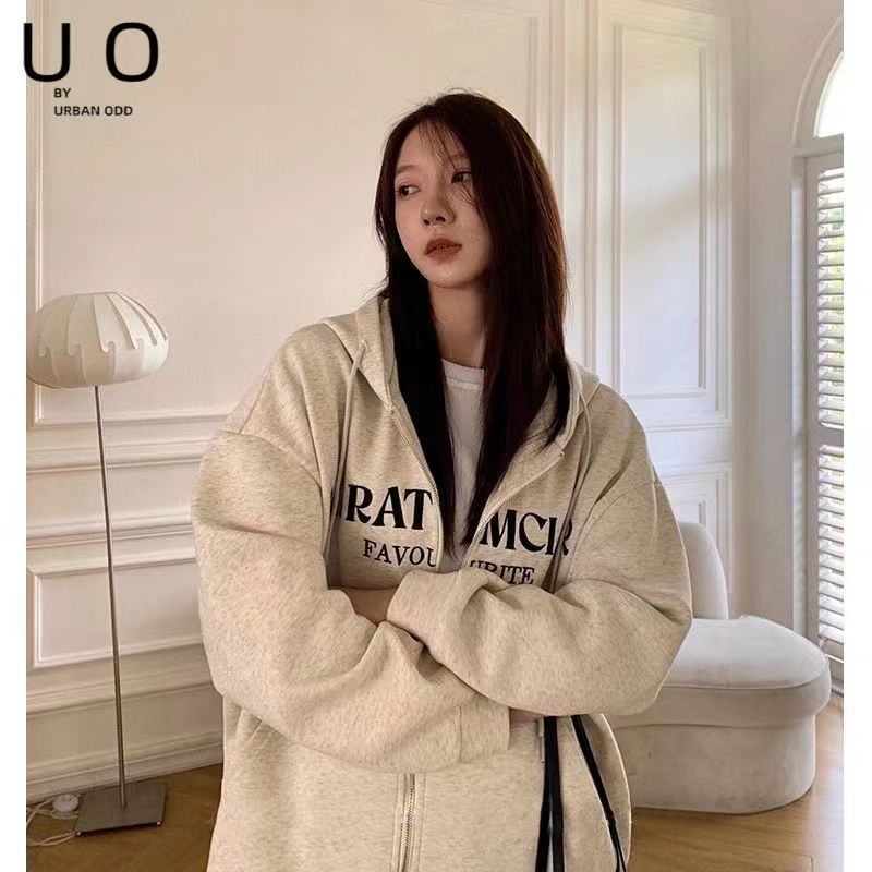 Everose - Hoodie met rits en letters