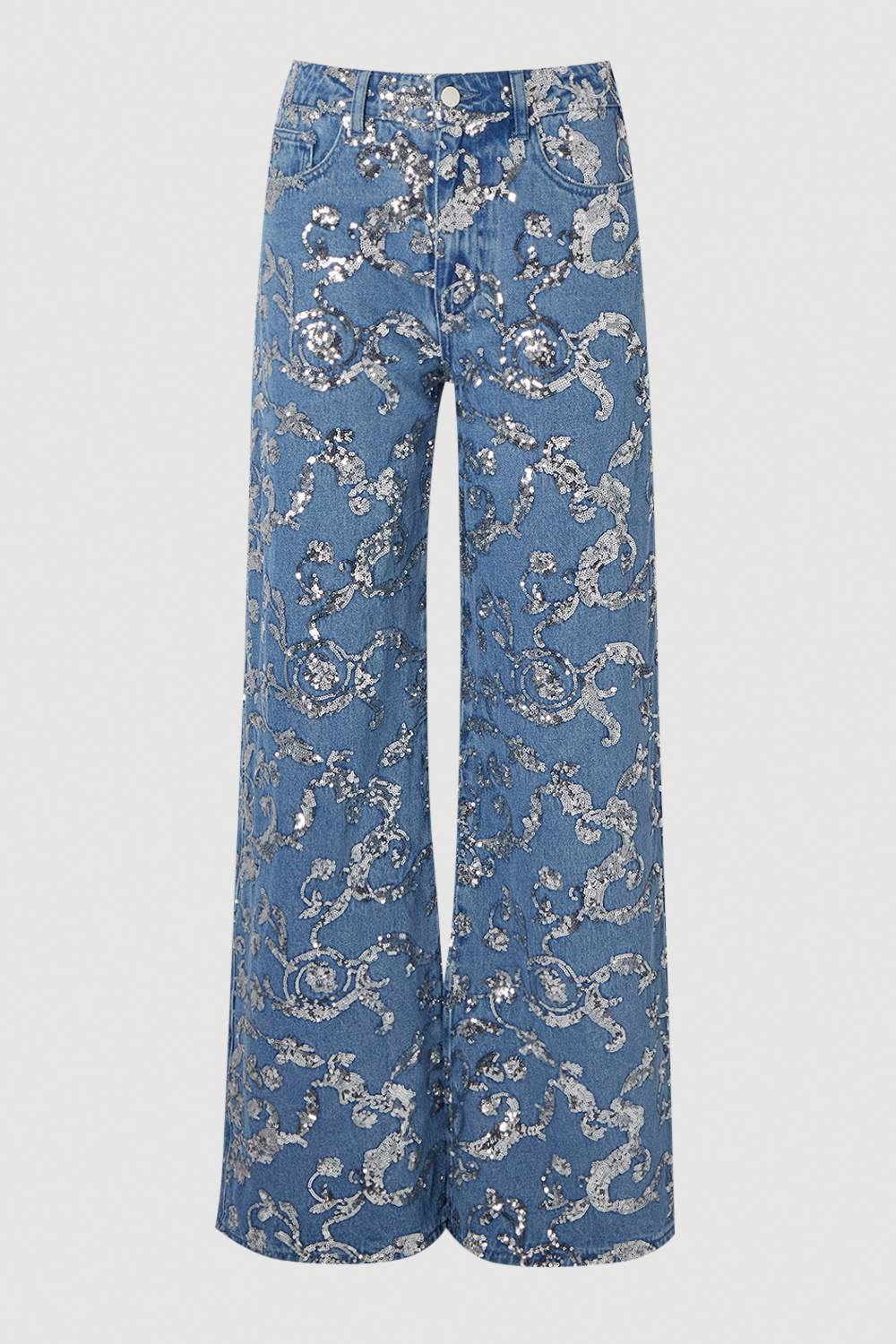KarenMillen Jean Large en Denim à Sequins
