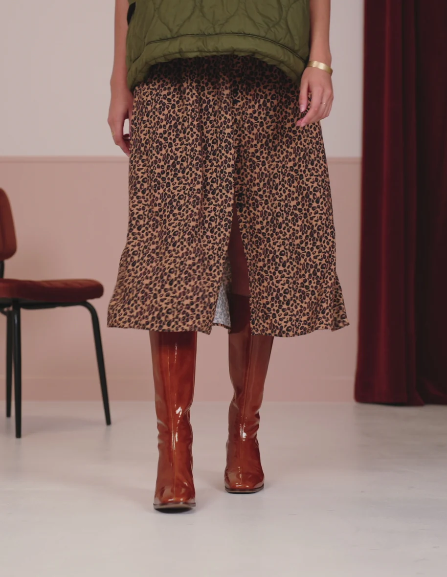 Bottes Lisette - Cuir plissé verni cognac