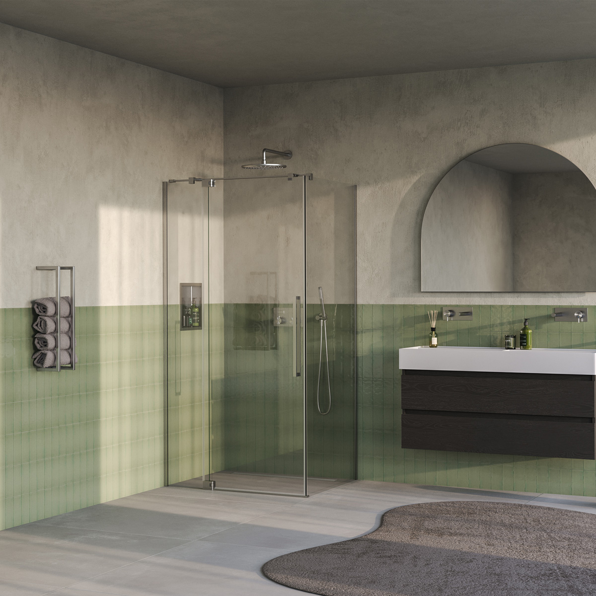 Brauer Stellar douchecabine met draaideur 100x100cm RVS geborsteld PVD