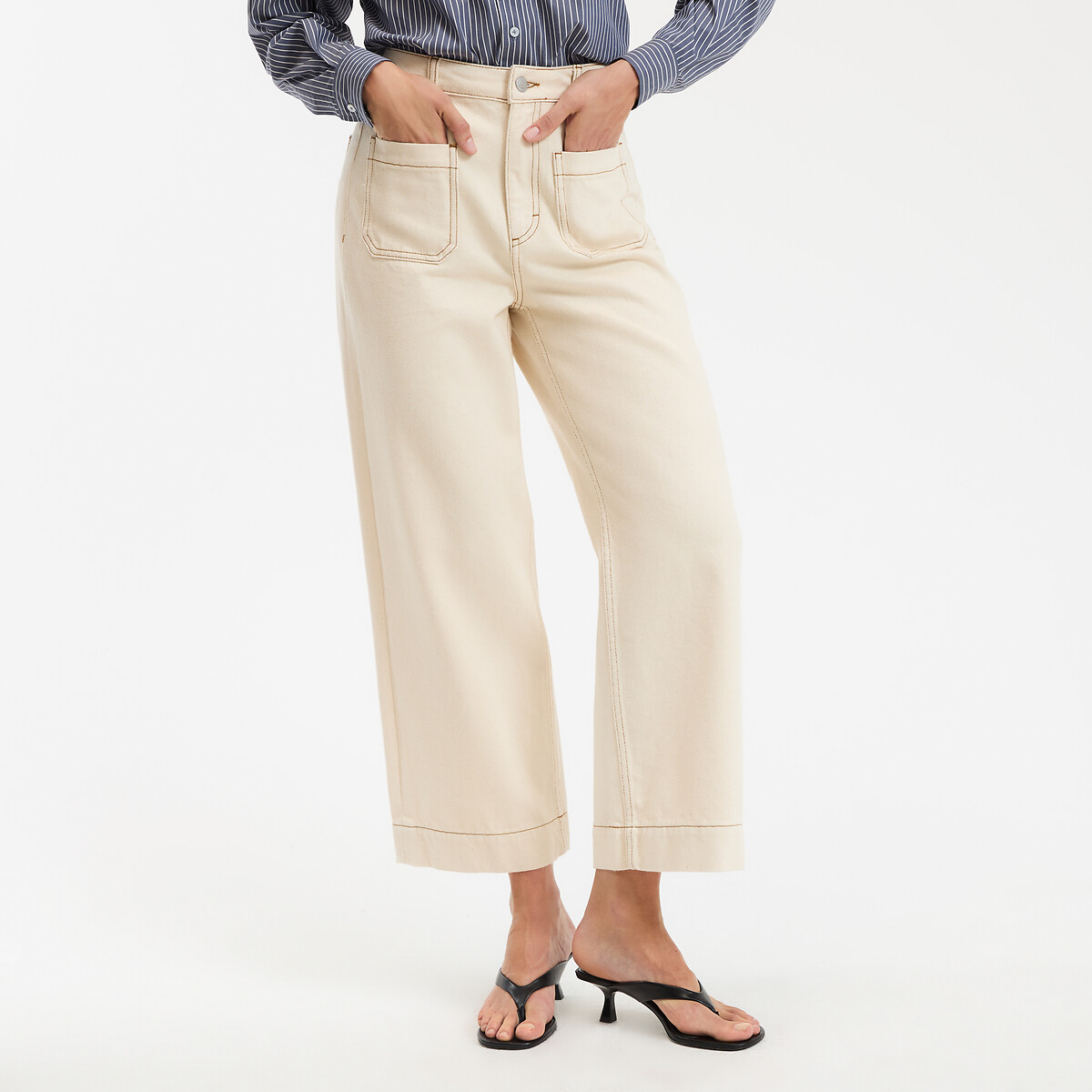 COLEÇÃO LA REDOUTE<br>Calça jeans larga, cintura alta, modelagem cropped