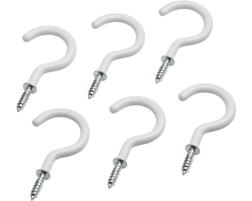Hakenset, kunststof, 6-pack, wit