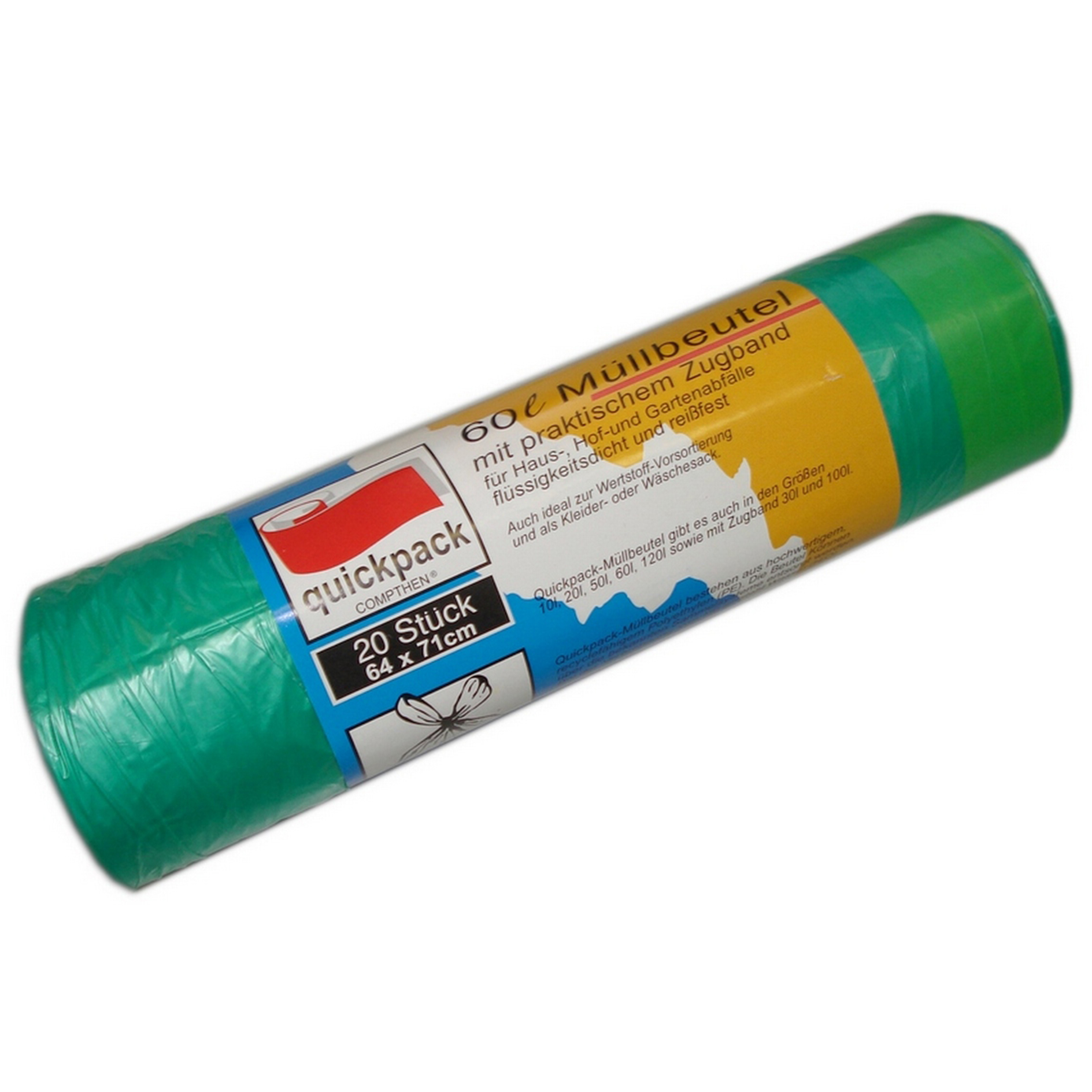 helfix Zugband-Müllbeutel - grün - 60 Liter