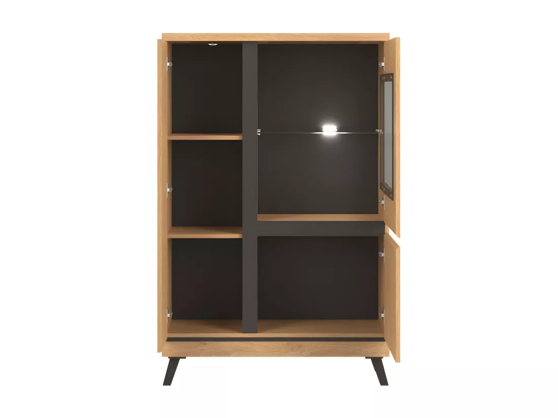 Argentier 3 portes Chêne naturel à LED - POZNAN