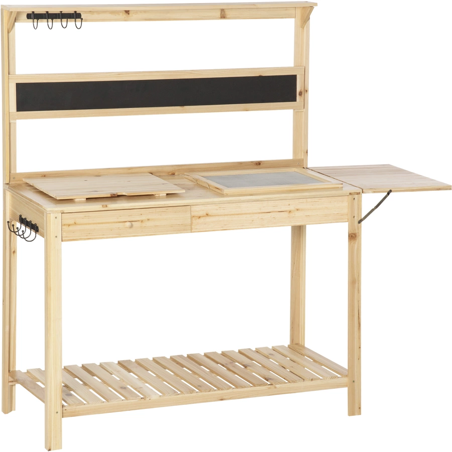 Outsunny Pflanztisch mit Haken natur