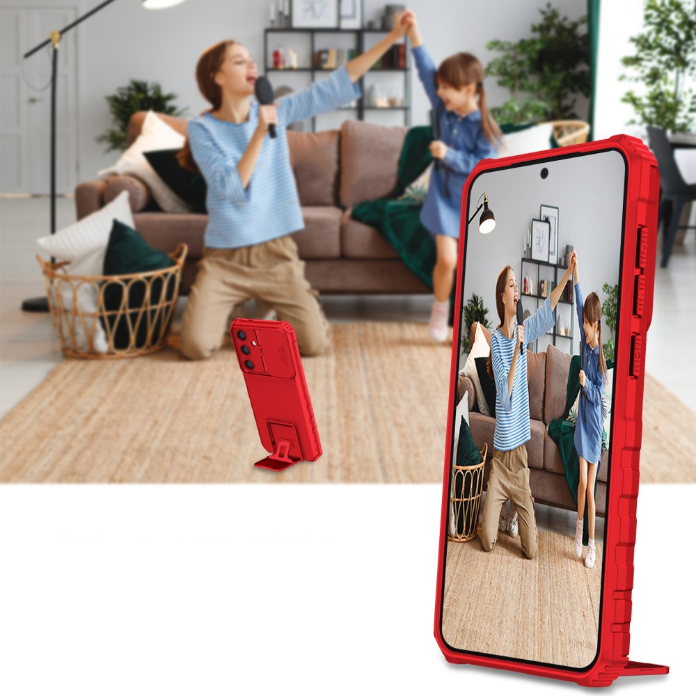 Samsung Galaxy S24 Hybrid Outdoor Hardcase Hülle mit Cam-Slider   Kickstand - Rot (Matt)