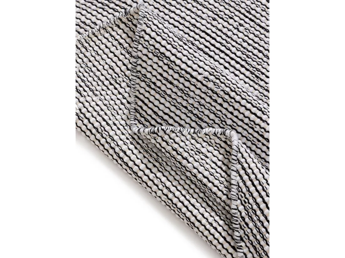 Tapis en coton tissé main Ron Blanc/Noir ø 200 cm rond