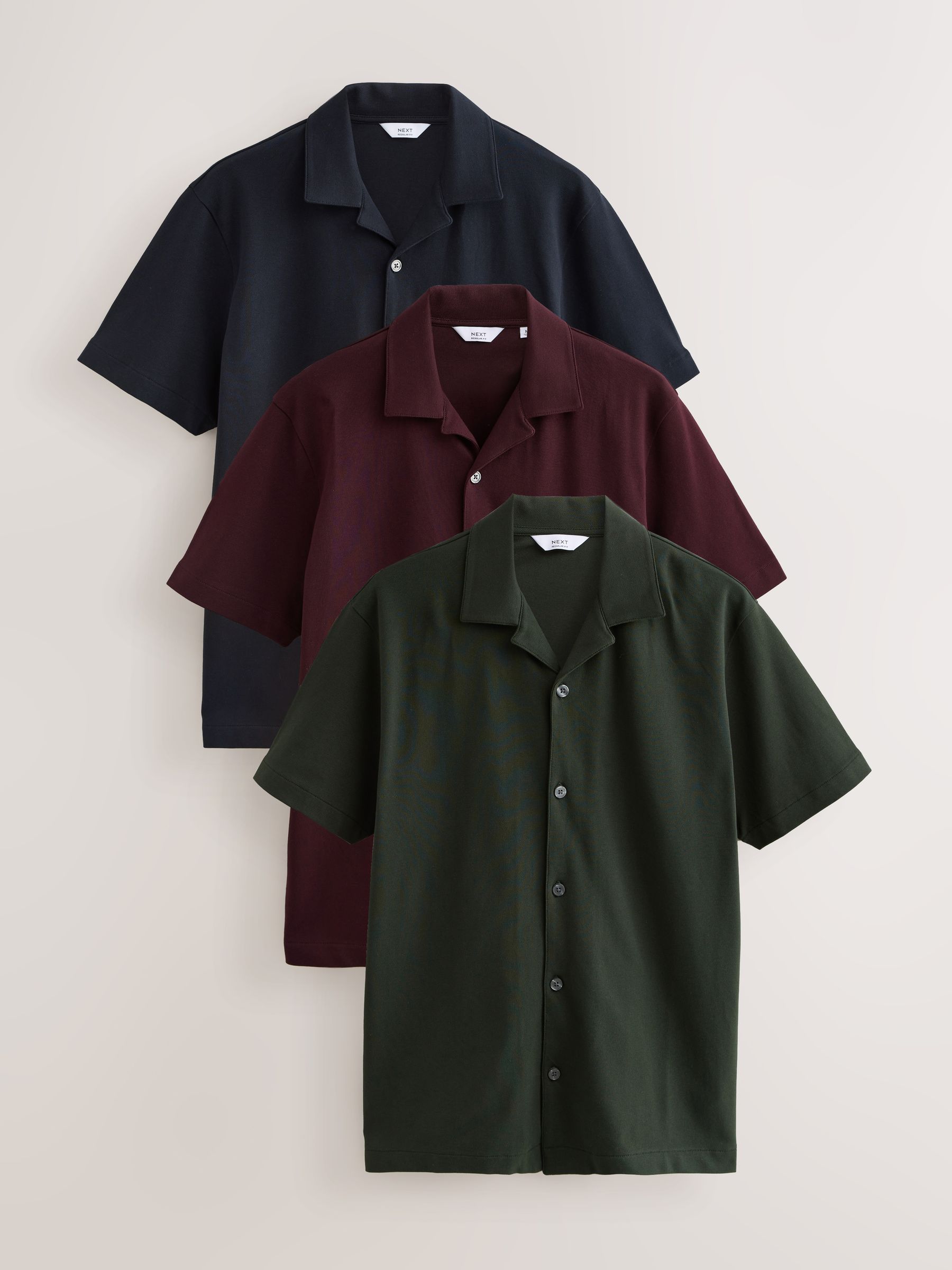 Bordeauxrood/Marineblauw/Olijfgroen - Piqué shirts met korte mouwen verpakking van 3
