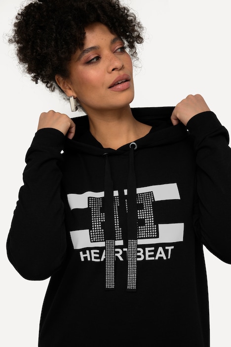 Sweatshirt, großer Print, Saumschlitz, Stehkragen