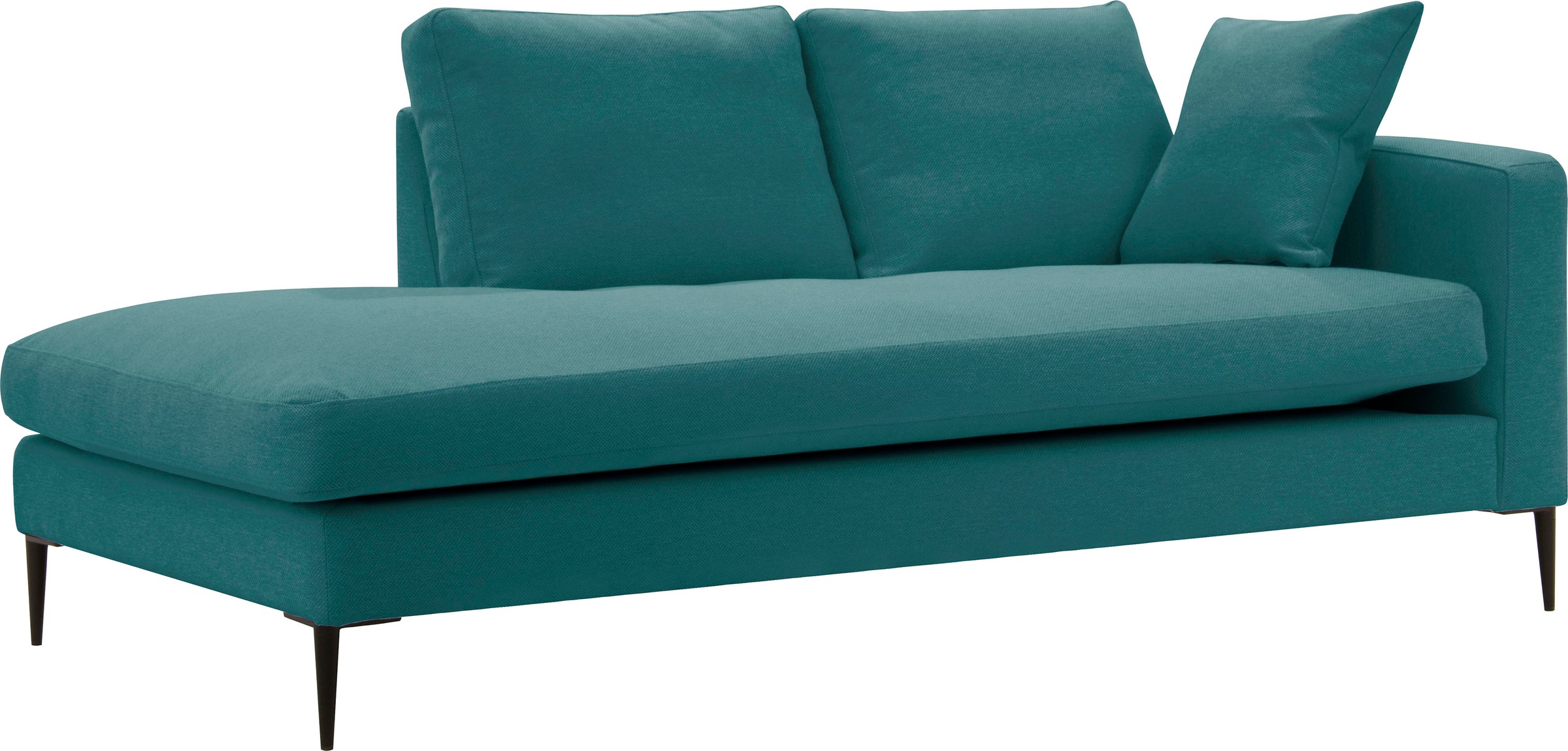 Home affaire Recamiere »Cozy Chaiselongue, Masse B/T/H: 195/97/80 cm« mit losen Kissen und Metallbeinen, Armlehne links oder rechts wählbar