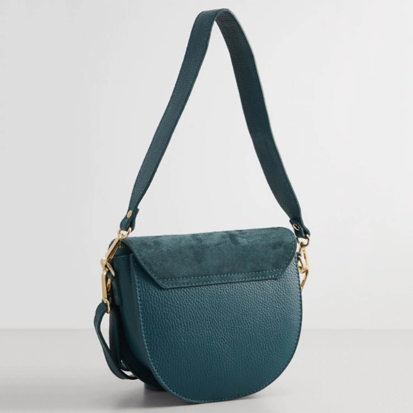 Christian Laurier Sac bandoulière en Velours de Cuir & Cuir Lexa canard - 22x18x8  cm