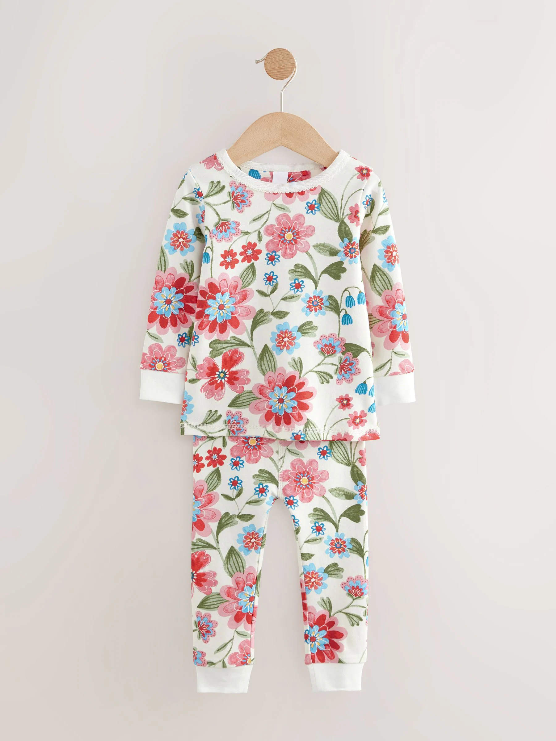 Rood/groen met bloemenprint - Verpakking van 3 knusse pyjama's (9 mnd-10 jr)