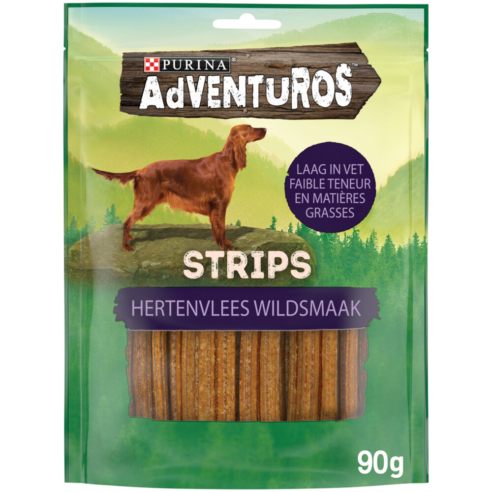 Adventuros Hondensnack Strips Hertensmaak90 gr
