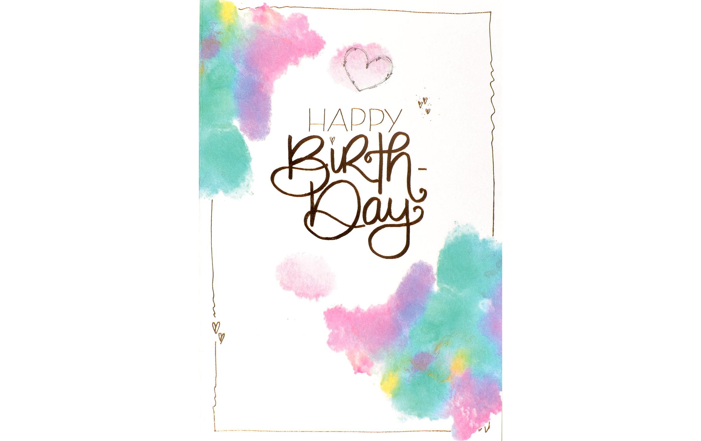 Geburtstagskarte Happy Birthday Aquarell B6Glückwunschkarte zum Geburtstag