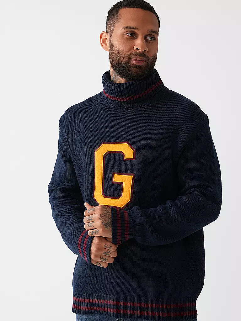 GANT Rollkragenpullover G-LOGO dunkelblau