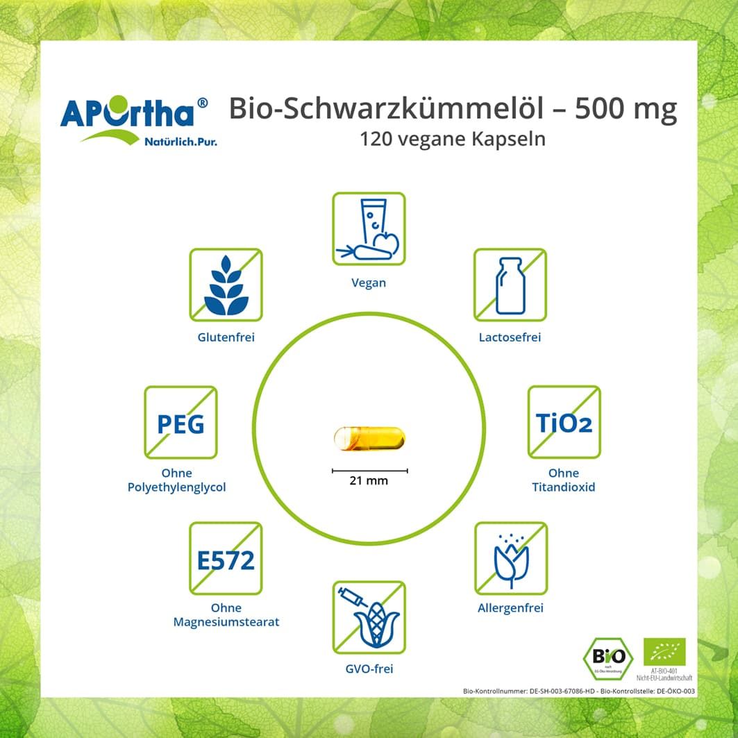 APOrtha® Bio-Schwarzkümmelöl Kapseln - 500 mg