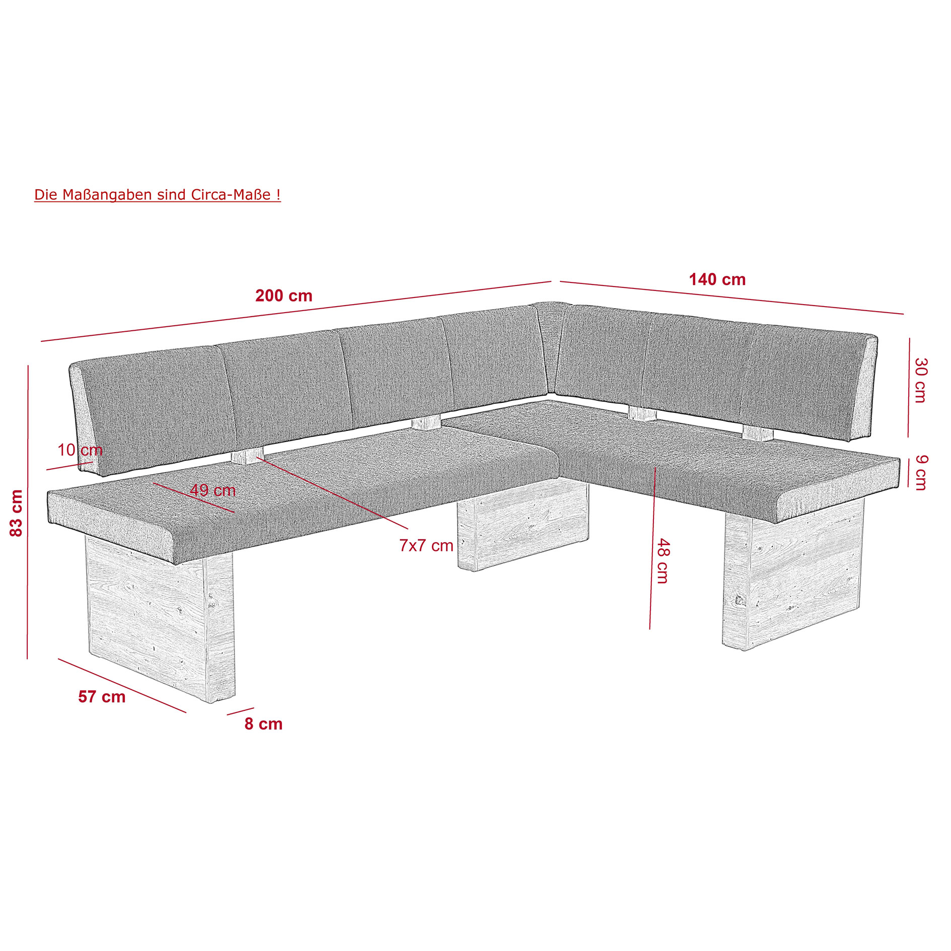 Eckbank - braun - Artisan Eiche - 140x200 cm