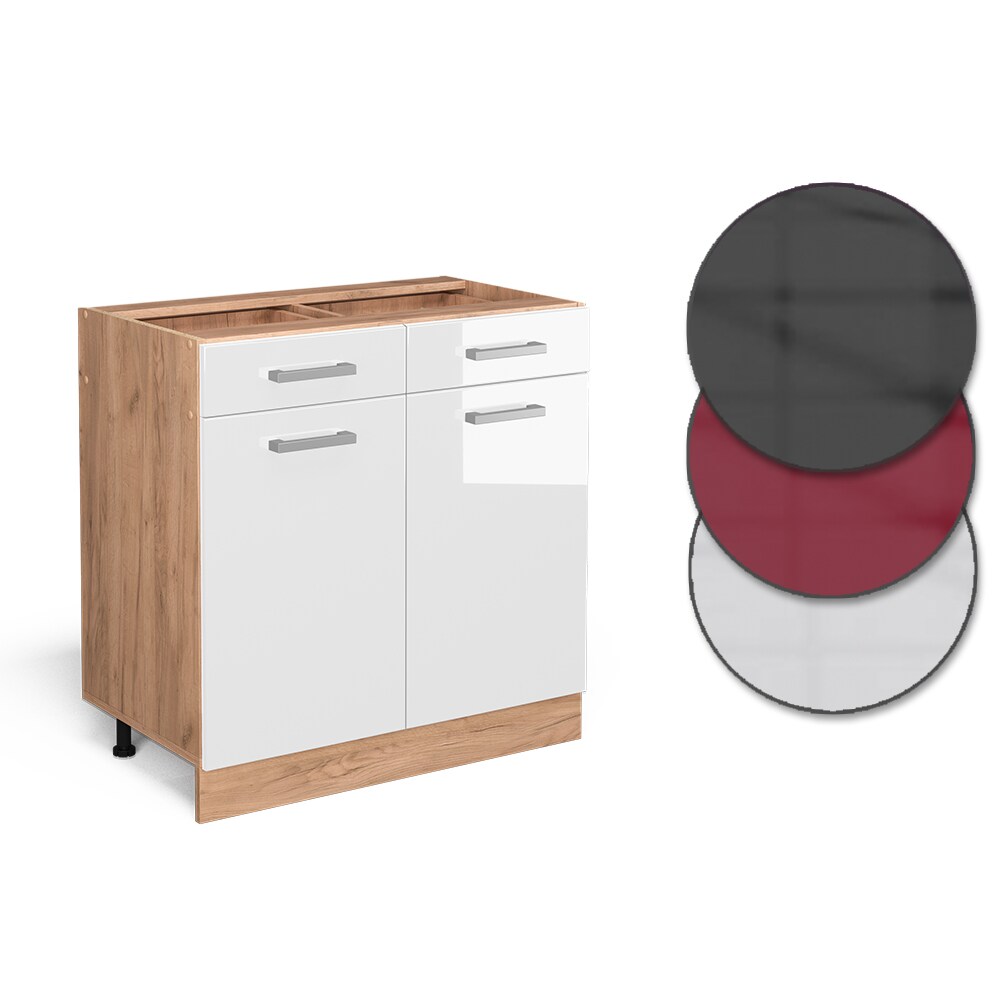 Vicco Schubunterschrank Küchenschrank Küchenzeile R-Line 80 cm Goldkraft Weiß