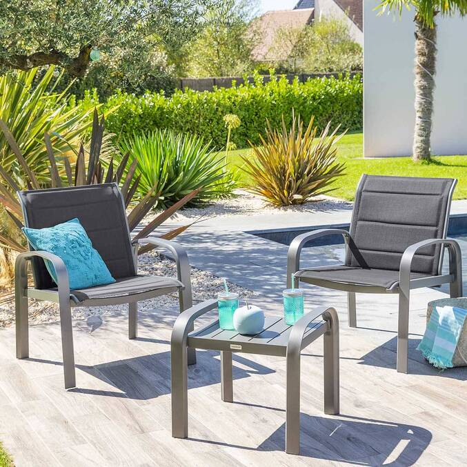 Salon de jardin duo ELYN Anthracite & Graphite