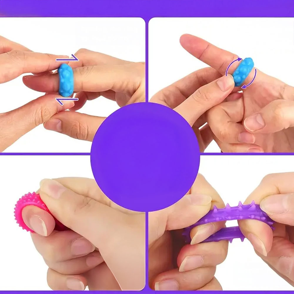 (12er Set) Anti Stress Finger Ring Spiel Sensorisches Fidget Hand Spielzeug - Bunt