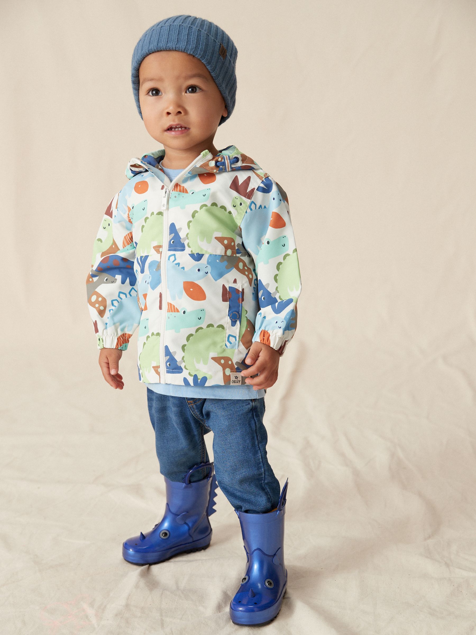 Metallic blauw met dinosaurus - Laarzen met handgreep