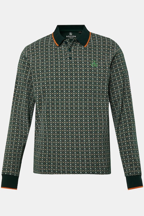Boston Park Poloshirt, Langarm, gemusterter Pikee, bis 84/86