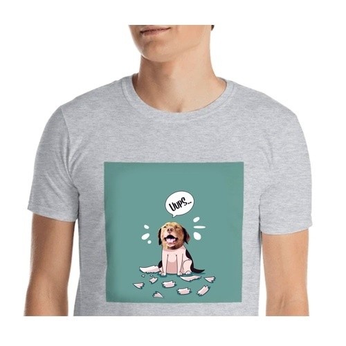Camiseta masculina Mascochula, personalizada com seu animal de estimação, cinza.