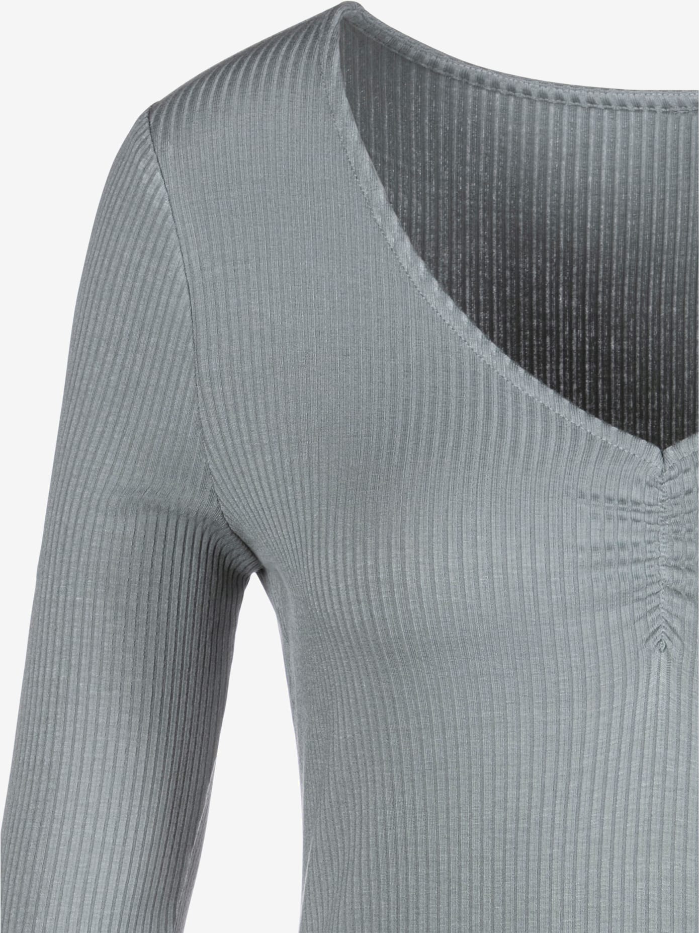 T-shirt manches longues col v avec petites fronces