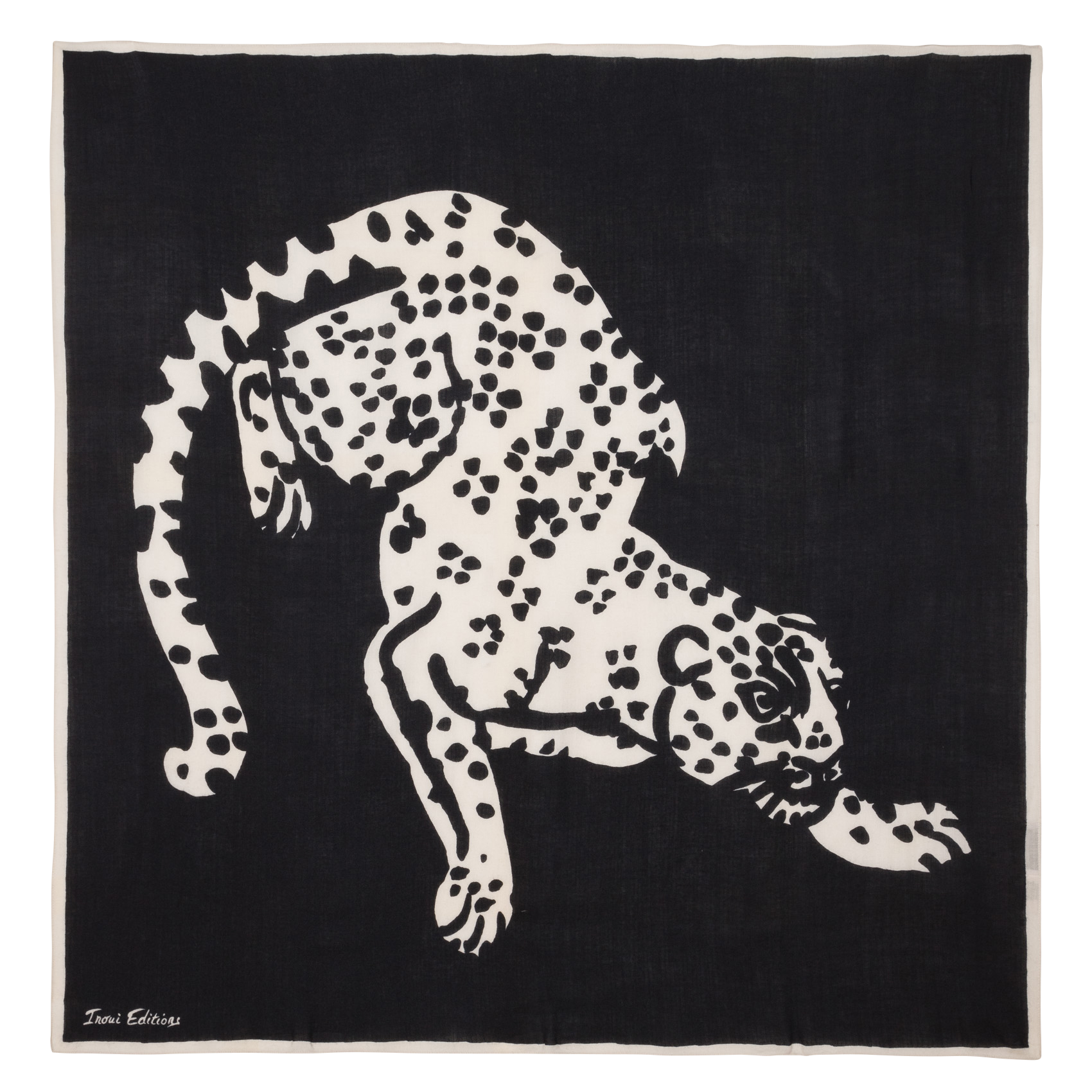 FELINE - Foulard en laine et cachemire mélangé imprimé | Noir
