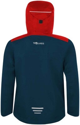 Trollkids Bergen Regnjakke, Bright Red/Mystic Blue