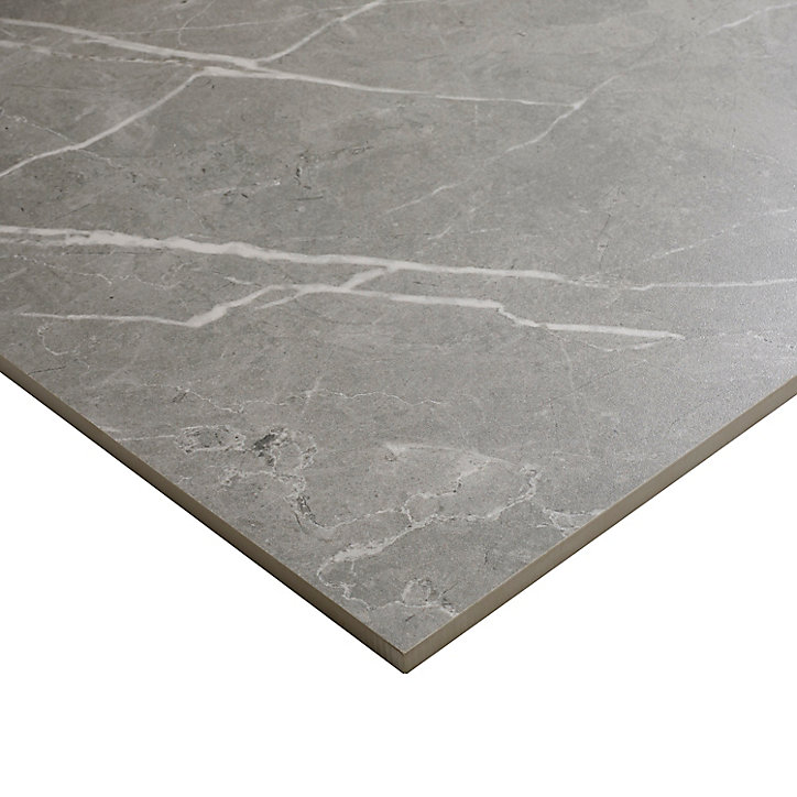 Carrelage intérieur sol et mural effet marbre L.59.5 cm x l.59.5 cm x Ep.0.9 cm gris Colours mat