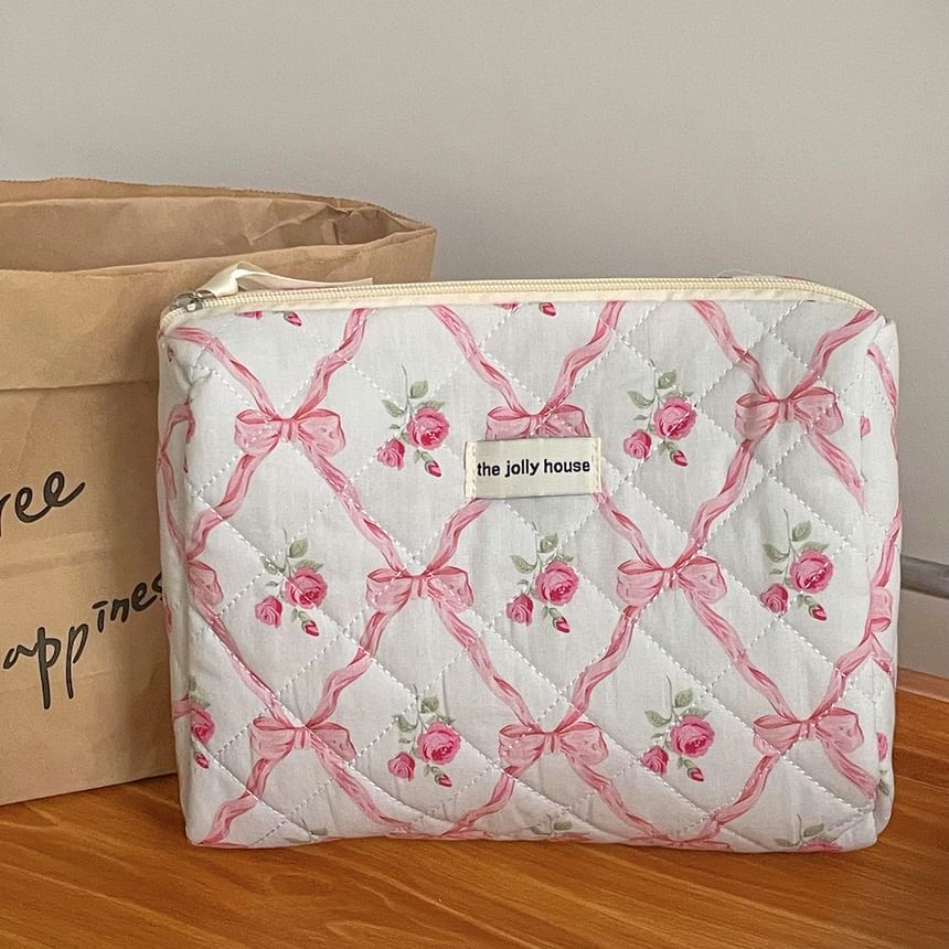 ZenlyHabit - Make-uptas / clutch / etui met bloemenstrik