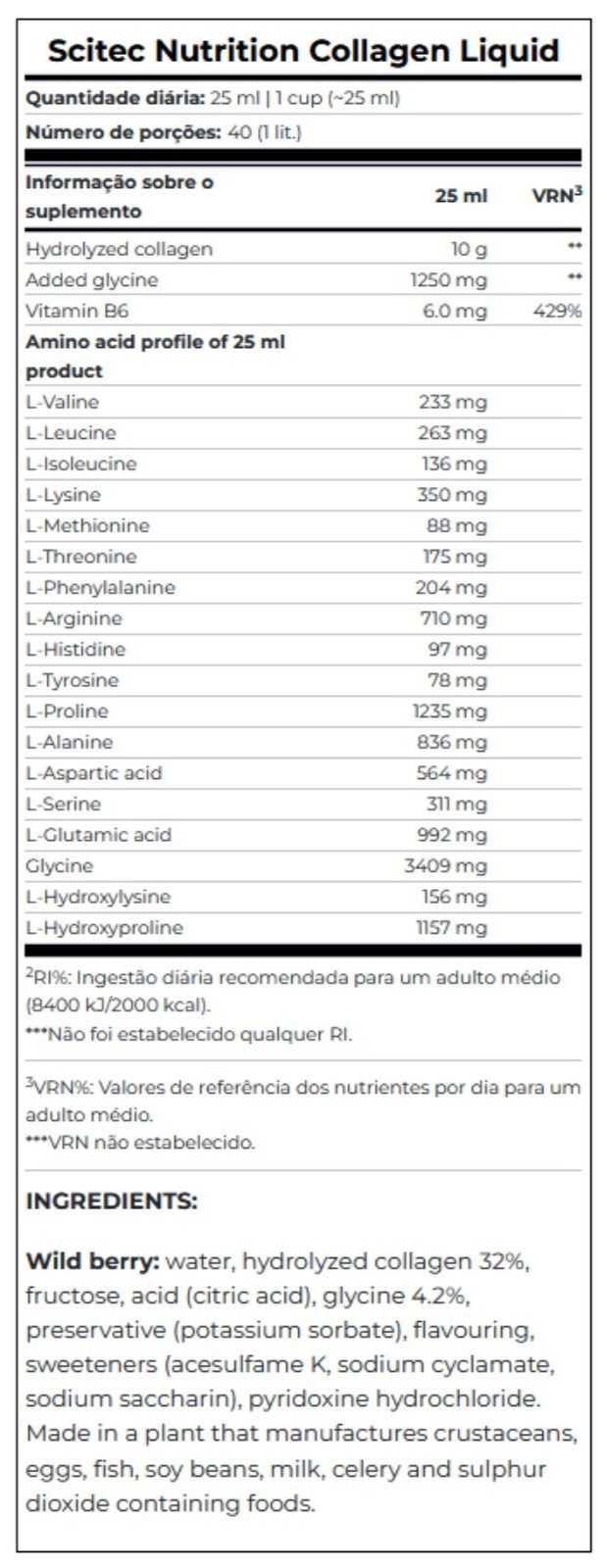 Scitec Nutrition Líquido de Colágeno 1000ml