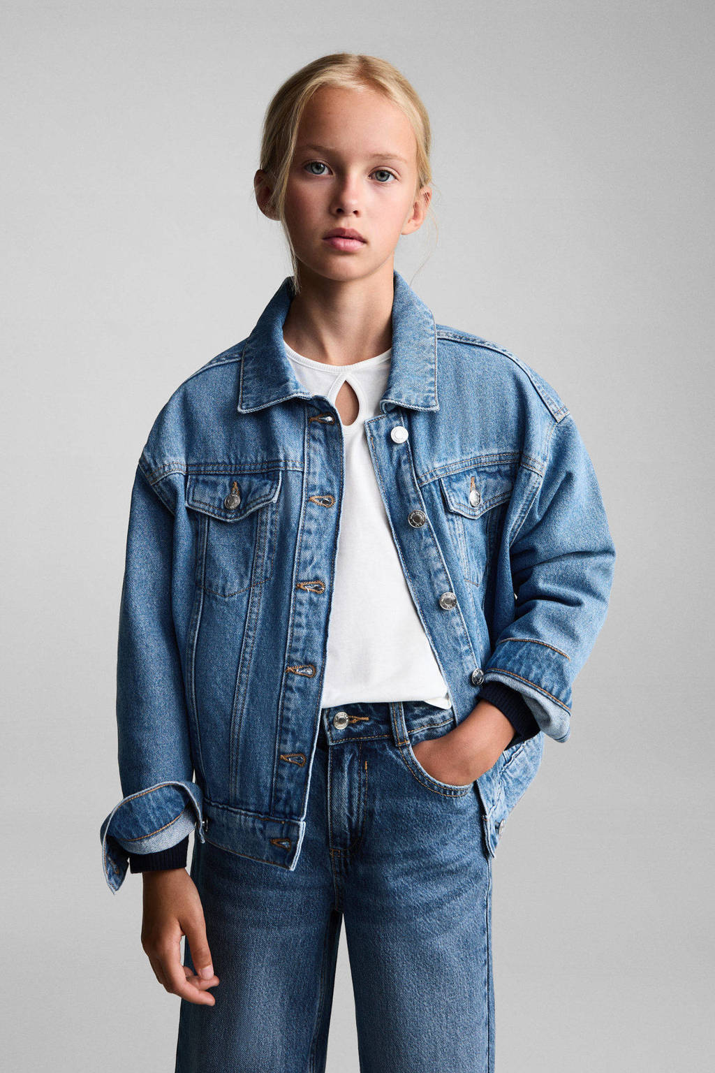 Mango Kids spijkerjas medium blue denim