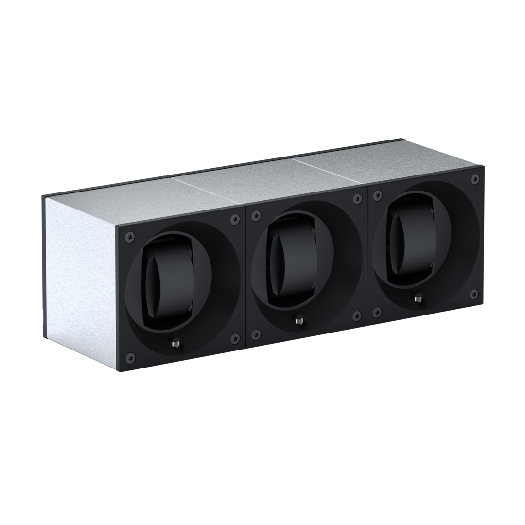 SwissKubik Masterbox Gebürstetes Aluminium - 3 Uhren