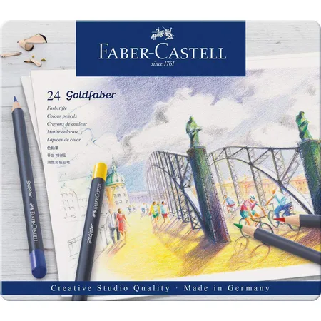 Faber-Castell Farbstifte mit permanenter Ölkreidemine Goldfaber, 24 Stück
