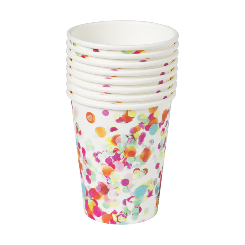 Papieren bekers - confetti -set van 8
