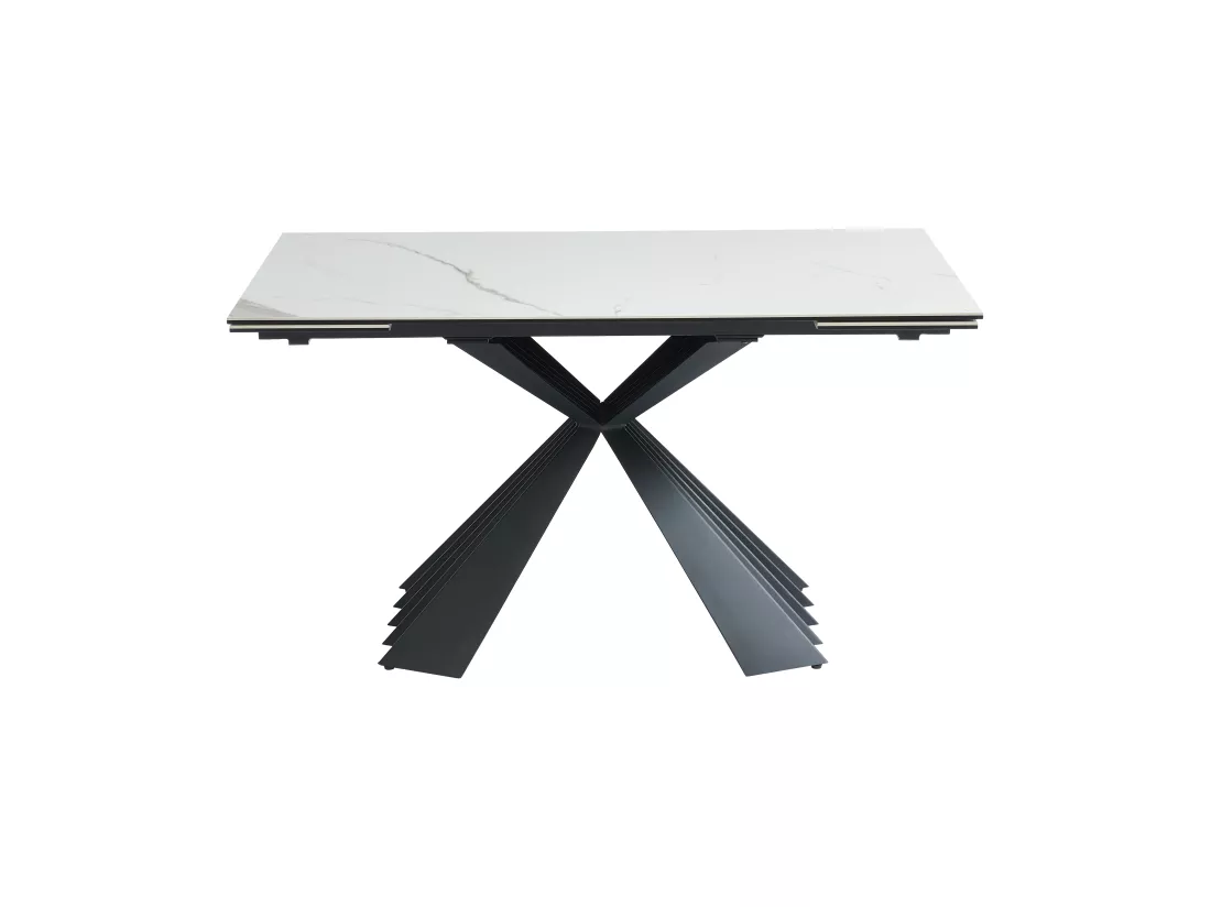 Table à manger extensible 4 à 8 personnes en céramique et métal - Effet marbre blanc et noir - BEKIM de Pascal MORABITO