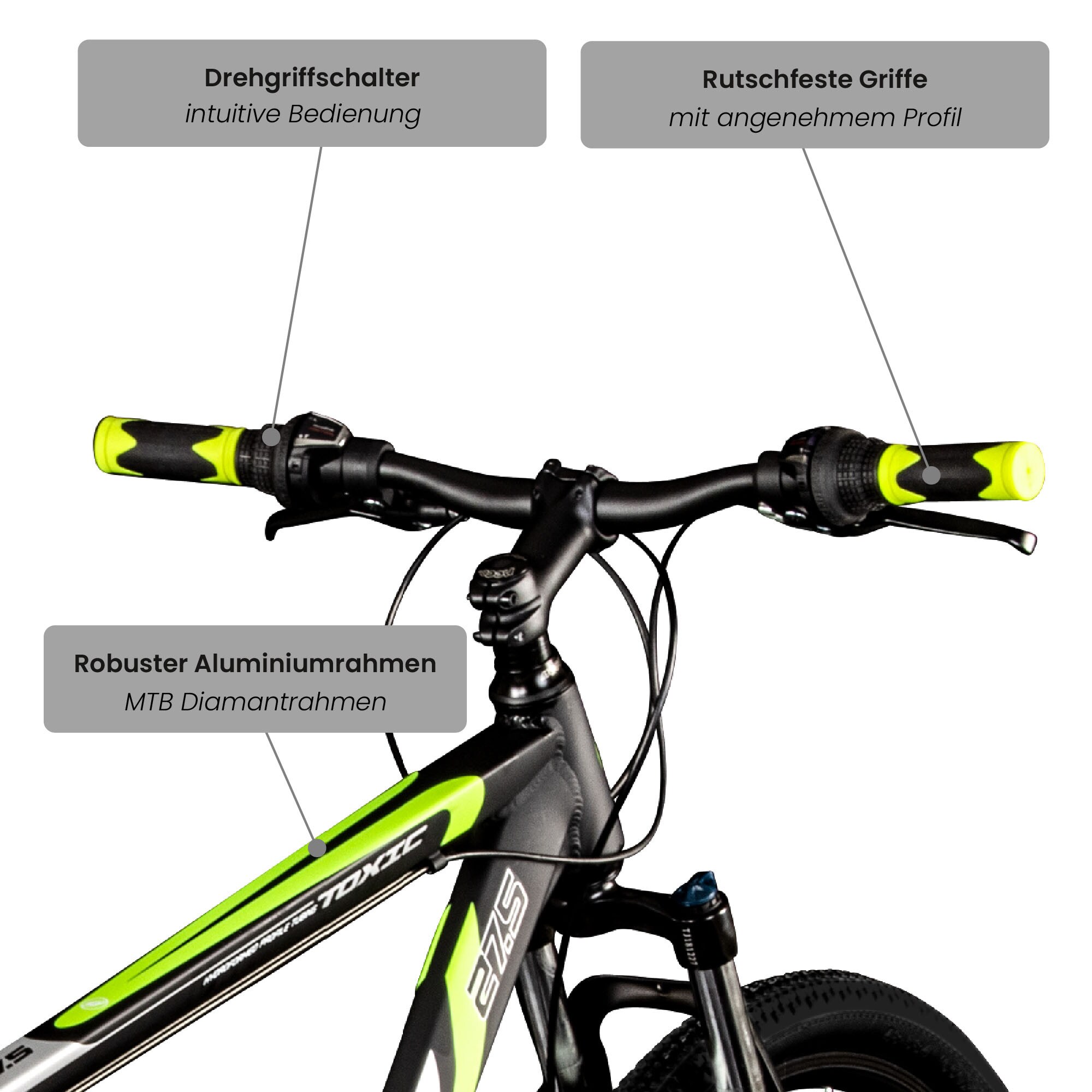 Galano Toxic 27,5 Zoll Mountainbike Hardtail 165 - 190 cm MTB für Damen und Herren 21 Gänge Fahrrad für Erwachsene oder Jugendliche mit Scheibenbremsen